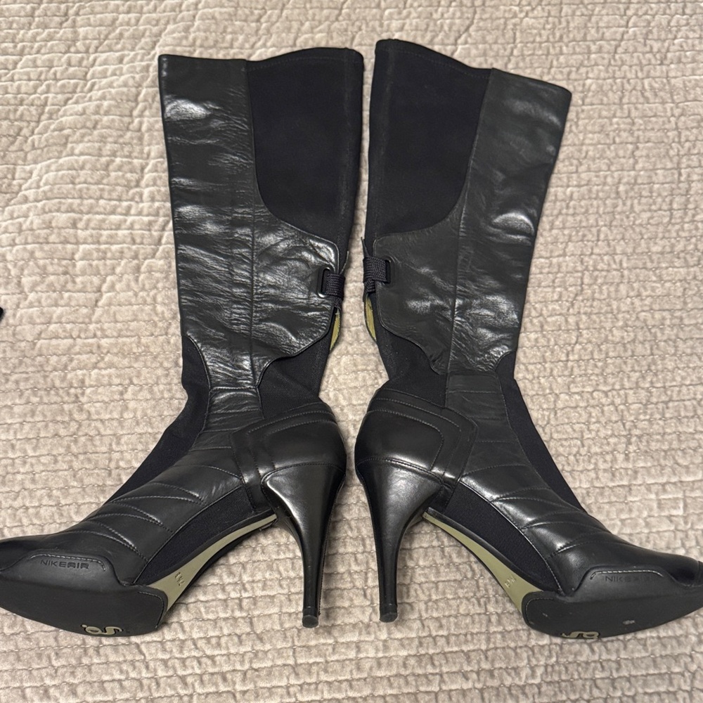 Kenneth Cole / Nike Collab Black Leather Knee-High Boots